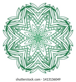 Round Mandala. For Coloring Book, Greeting Card, Invitation, Tattoo. Anti-Stress Therapy Pattern. Vector Illustration. 