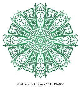 Round Mandala. For Coloring Book, Greeting Card, Invitation, Tattoo. Anti-Stress Therapy Pattern. Vector Illustration. 