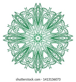 Round Mandala. For Coloring Book, Greeting Card, Invitation, Tattoo. Anti-Stress Therapy Pattern. Vector Illustration. 