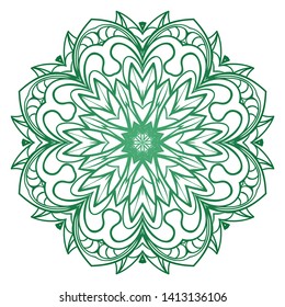 Round Mandala. For Coloring Book, Greeting Card, Invitation, Tattoo. Anti-Stress Therapy Pattern. Vector Illustration. 
