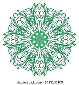 Round Mandala. For Coloring Book, Greeting Card, Invitation, Tattoo. Anti-Stress Therapy Pattern. Vector Illustration. 