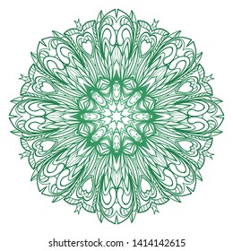 Round Mandala. For Coloring Book, Greeting Card, Invitation, Tattoo. Anti-Stress Therapy Pattern. Vector Illustration. 