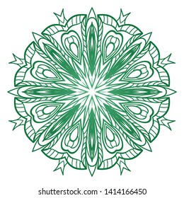 Round Mandala. For Coloring Book, Greeting Card, Invitation, Tattoo. Anti-Stress Therapy Pattern. Vector Illustration. 