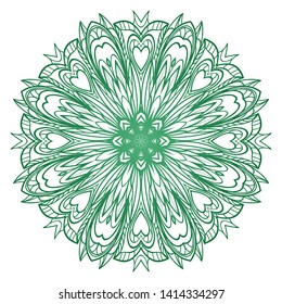 Round Mandala. For Coloring Book, Greeting Card, Invitation, Tattoo. Anti-Stress Therapy Pattern. Vector Illustration. 