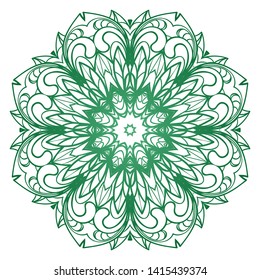 Round Mandala. For Coloring Book, Greeting Card, Invitation, Tattoo. Anti-Stress Therapy Pattern. Vector Illustration. 