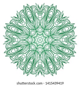 Round Mandala. For Coloring Book, Greeting Card, Invitation, Tattoo. Anti-Stress Therapy Pattern. Vector Illustration. 