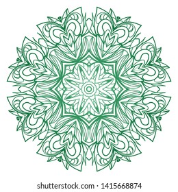 Round Mandala. For Coloring Book, Greeting Card, Invitation, Tattoo. Anti-Stress Therapy Pattern. Vector Illustration. 