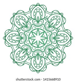 Round Mandala. For Coloring Book, Greeting Card, Invitation, Tattoo. Anti-Stress Therapy Pattern. Vector Illustration. 