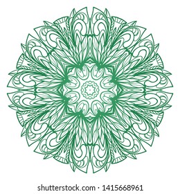 Round Mandala. For Coloring Book, Greeting Card, Invitation, Tattoo. Anti-Stress Therapy Pattern. Vector Illustration. 