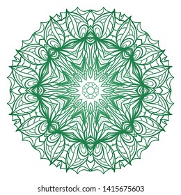 Round Mandala. For Coloring Book, Greeting Card, Invitation, Tattoo. Anti-Stress Therapy Pattern. Vector Illustration. 