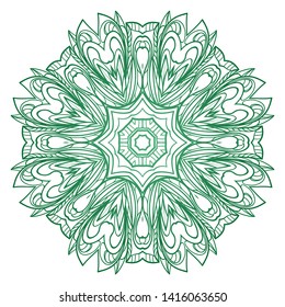 Round Mandala. For Coloring Book, Greeting Card, Invitation, Tattoo. Anti-Stress Therapy Pattern. Vector Illustration. 