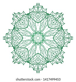 Round Mandala. For Coloring Book, Greeting Card, Invitation, Tattoo. Anti-Stress Therapy Pattern. Vector Illustration. 