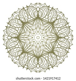 Round Mandala. For Coloring Book, Greeting Card, Invitation, Tattoo. Anti-Stress Therapy Pattern. Vector Illustration. 