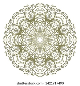 Round Mandala. For Coloring Book, Greeting Card, Invitation, Tattoo. Anti-Stress Therapy Pattern. Vector Illustration. 