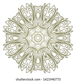 Round Mandala. For Coloring Book, Greeting Card, Invitation, Tattoo. Anti-Stress Therapy Pattern. Vector Illustration. 