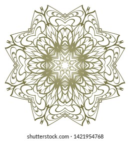 Round Mandala. For Coloring Book, Greeting Card, Invitation, Tattoo. Anti-Stress Therapy Pattern. Vector Illustration. 