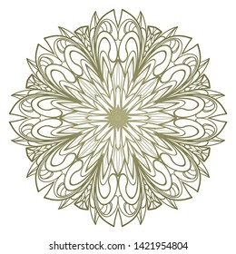 Round Mandala. For Coloring Book, Greeting Card, Invitation, Tattoo. Anti-Stress Therapy Pattern. Vector Illustration. 