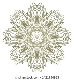 Round Mandala. For Coloring Book, Greeting Card, Invitation, Tattoo. Anti-Stress Therapy Pattern. Vector Illustration. 