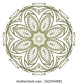 Round Mandala. For Coloring Book, Greeting Card, Invitation, Tattoo. Anti-Stress Therapy Pattern. Vector Illustration. 