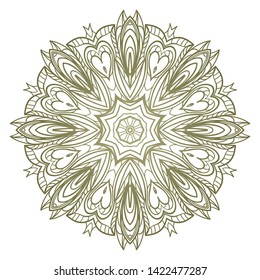 Round Mandala. For Coloring Book, Greeting Card, Invitation, Tattoo. Anti-Stress Therapy Pattern. Vector Illustration. 