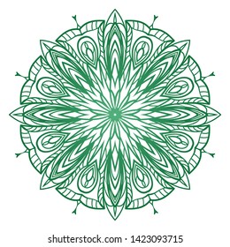 Round Mandala. For Coloring Book, Greeting Card, Invitation, Tattoo. Anti-Stress Therapy Pattern. Vector Illustration. 