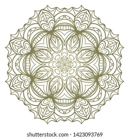 Round Mandala. For Coloring Book, Greeting Card, Invitation, Tattoo. Anti-Stress Therapy Pattern. Vector Illustration. 