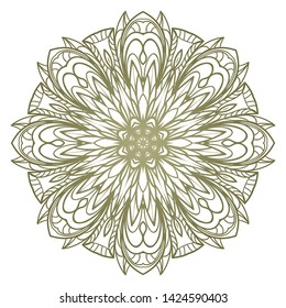 Round Mandala. For Coloring Book, Greeting Card, Invitation, Tattoo. Anti-Stress Therapy Pattern. Vector Illustration. 