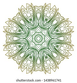 Round Mandala. For Coloring Book, Greeting Card, Invitation, Tattoo. Anti-Stress Therapy Pattern. Vector Illustration. 