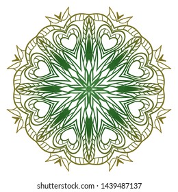 Round Mandala. For Coloring Book, Greeting Card, Invitation, Tattoo. Anti-Stress Therapy Pattern. Vector Illustration. 