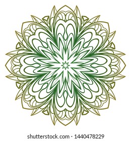 Round Mandala. For Coloring Book, Greeting Card, Invitation, Tattoo. Anti-Stress Therapy Pattern. Vector Illustration. 