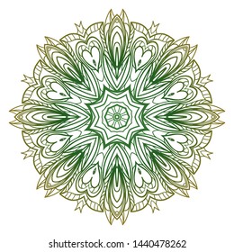 Round Mandala. For Coloring Book, Greeting Card, Invitation, Tattoo. Anti-Stress Therapy Pattern. Vector Illustration. 