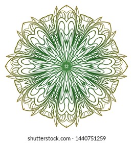 Round Mandala. For Coloring Book, Greeting Card, Invitation, Tattoo. Anti-Stress Therapy Pattern. Vector Illustration. 