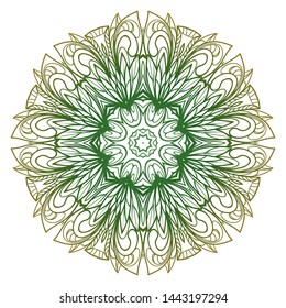 Round Mandala. For Coloring Book, Greeting Card, Invitation, Tattoo. Anti-Stress Therapy Pattern. Vector Illustration. 