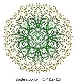 Round Mandala. For Coloring Book, Greeting Card, Invitation, Tattoo. Anti-Stress Therapy Pattern. Vector Illustration. 