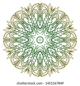 Round Mandala. For Coloring Book, Greeting Card, Invitation, Tattoo. Anti-Stress Therapy Pattern. Vector Illustration. 