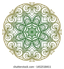Round Mandala. For Coloring Book, Greeting Card, Invitation, Tattoo. Anti-Stress Therapy Pattern. Vector Illustration. 