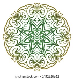 Round Mandala. For Coloring Book, Greeting Card, Invitation, Tattoo. Anti-Stress Therapy Pattern. Vector Illustration. 