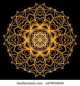 Round Mandala. For Coloring Book, Greeting Card, Invitation, Tattoo. Anti-Stress Therapy Pattern. Vector Illustration. 