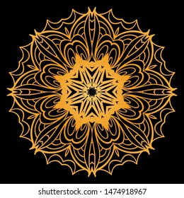 Round Mandala. For Coloring Book, Greeting Card, Invitation, Tattoo. Anti-Stress Therapy Pattern. Vector Illustration. 