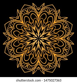 Round Mandala. For Coloring Book, Greeting Card, Invitation, Tattoo. Anti-Stress Therapy Pattern. Vector Illustration. 