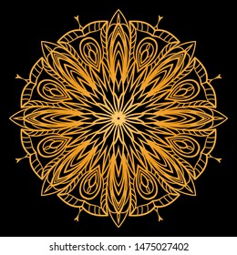 Round Mandala. For Coloring Book, Greeting Card, Invitation, Tattoo. Anti-Stress Therapy Pattern. Vector Illustration. 