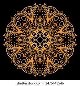 Round Mandala. For Coloring Book, Greeting Card, Invitation, Tattoo. Anti-Stress Therapy Pattern. Vector Illustration. 