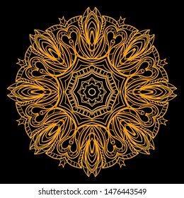 Round Mandala. For Coloring Book, Greeting Card, Invitation, Tattoo. Anti-Stress Therapy Pattern. Vector Illustration. 
