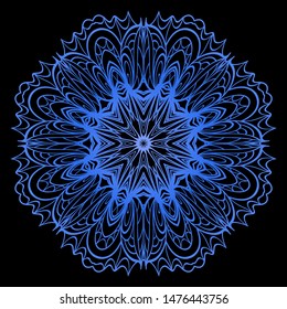 Round Mandala. For Coloring Book, Greeting Card, Invitation, Tattoo. Anti-Stress Therapy Pattern. Vector Illustration. 