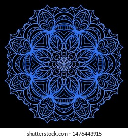 Round Mandala. For Coloring Book, Greeting Card, Invitation, Tattoo. Anti-Stress Therapy Pattern. Vector Illustration. 