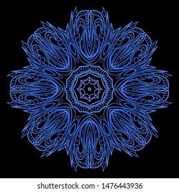 Round Mandala. For Coloring Book, Greeting Card, Invitation, Tattoo. Anti-Stress Therapy Pattern. Vector Illustration. 