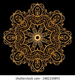 Round Mandala. For Coloring Book, Greeting Card, Invitation, Tattoo. Anti-Stress Therapy Pattern. Vector Illustration. 
