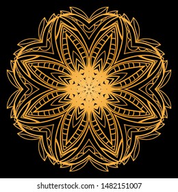 Round Mandala. For Coloring Book, Greeting Card, Invitation, Tattoo. Anti-Stress Therapy Pattern. Vector Illustration. 