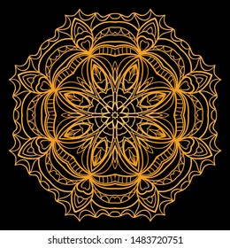 Round Mandala. For Coloring Book, Greeting Card, Invitation, Tattoo. Anti-Stress Therapy Pattern. Vector Illustration. 