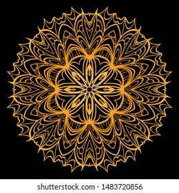 Round Mandala. For Coloring Book, Greeting Card, Invitation, Tattoo. Anti-Stress Therapy Pattern. Vector Illustration. 